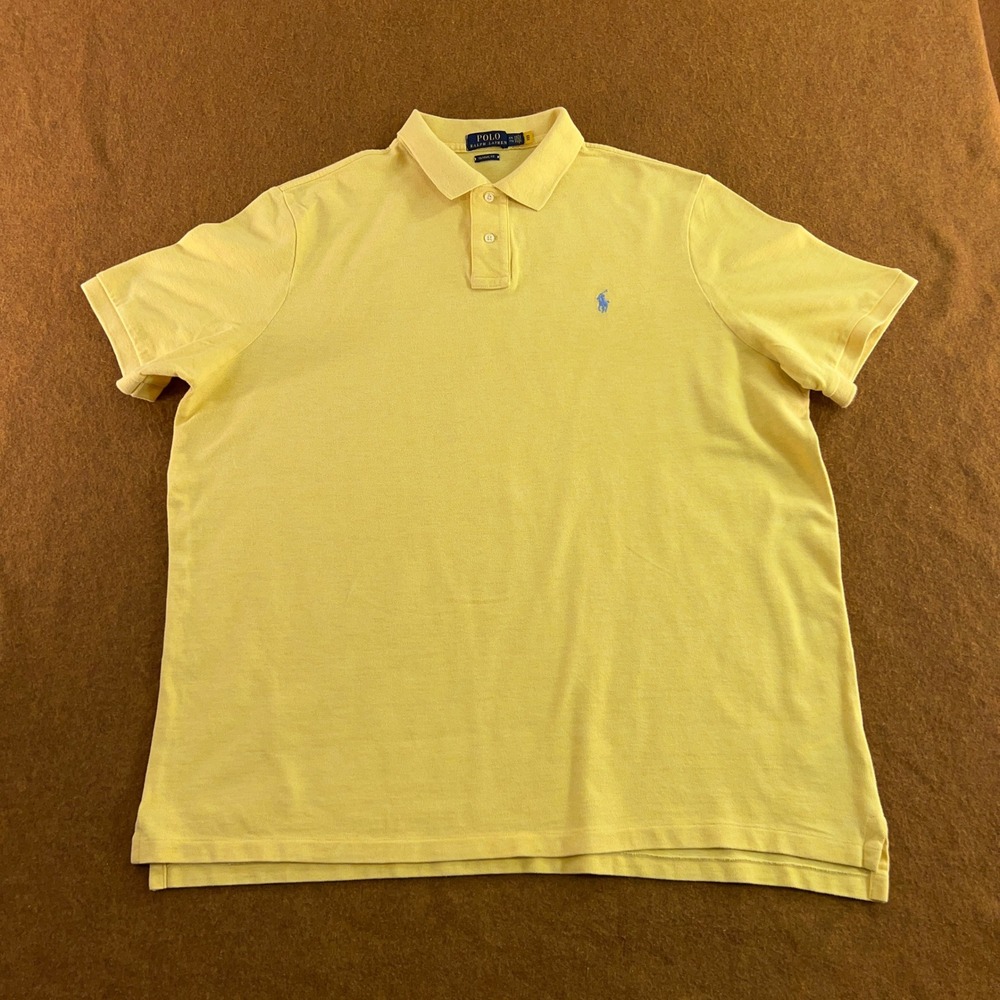 Polo Ralph Lauren Mens XXL Yellow Classic Fit Short Sleeve Pony Polo Shirt